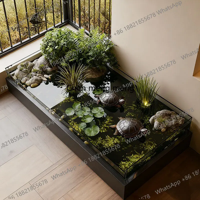 Light luxury fish tank bottom cabinet square fish tank turtle tank rectangular water feature flower box advanced sense