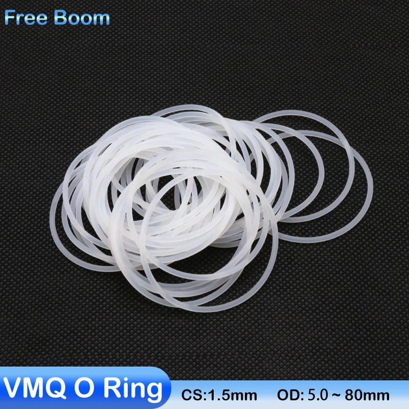 

10/50Pcs White Food Grade Silicone O Ring Gasket CS 1.5mm OD 5 ~ 80mm Waterproof Washer Round O Shape VMQ O Ring Silicone Ring