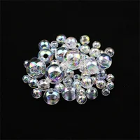 6mm/8mm/10mm Acrylic Round Craft Beads - Transparent White, for DIY Crafts & Decoration 6
