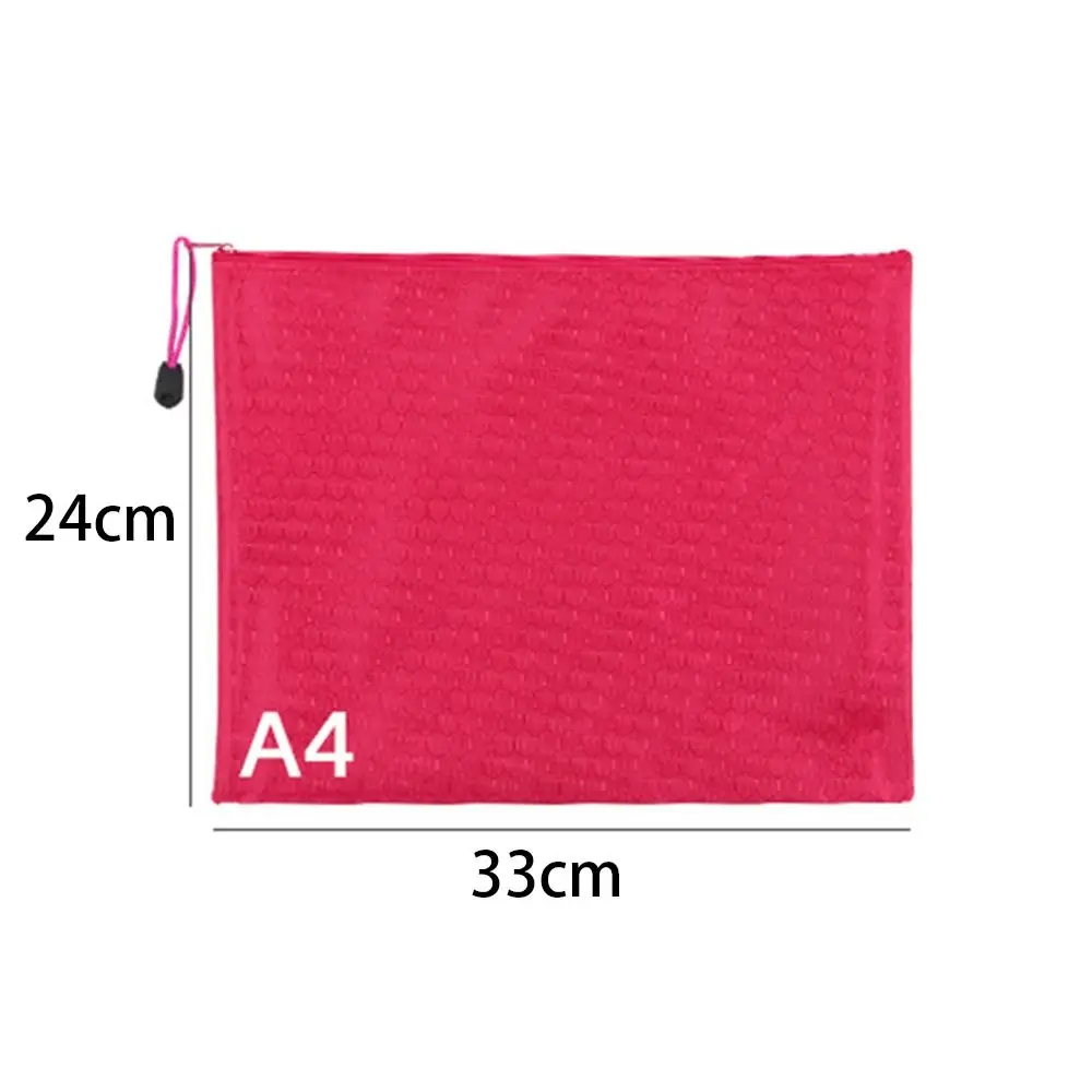 Color A4 Zipper File Bag Waterproof Portable Stationery Storage Mesh Bag Oxford Cloth Large Capacity Document Bag Data Storage