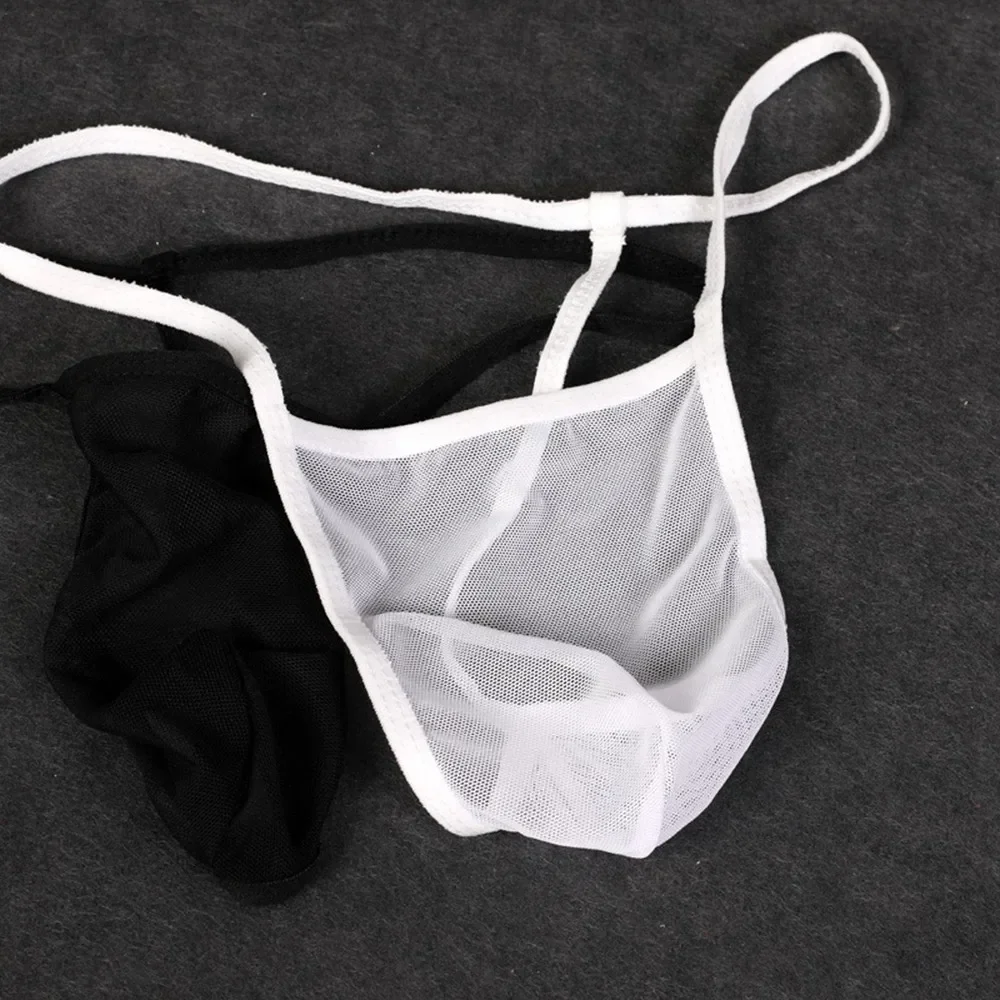 1pc Men\'s Stretch Sexy Thongs Bikini Briefs Shorts Lingerie Underwear See-through Mesh Pouch T-back Man G-Strings Panties