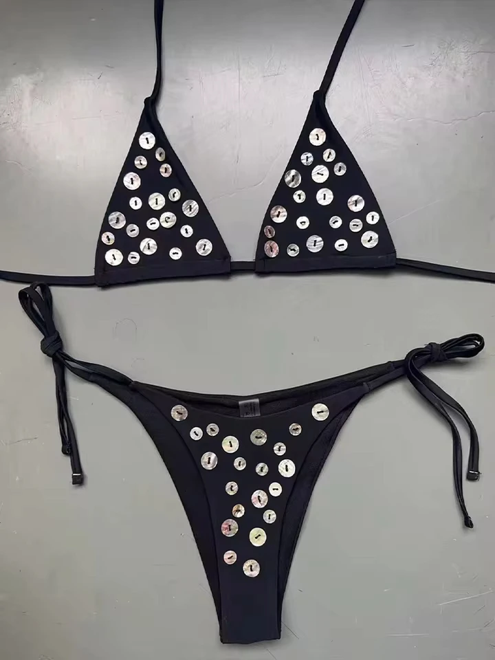 

Vzvn Women Split Swimsuit Beach Brazil Bikini 2 Piece Set 2026 New All Season Backless Bikinis Sexy Lace Up Button Bikinis For