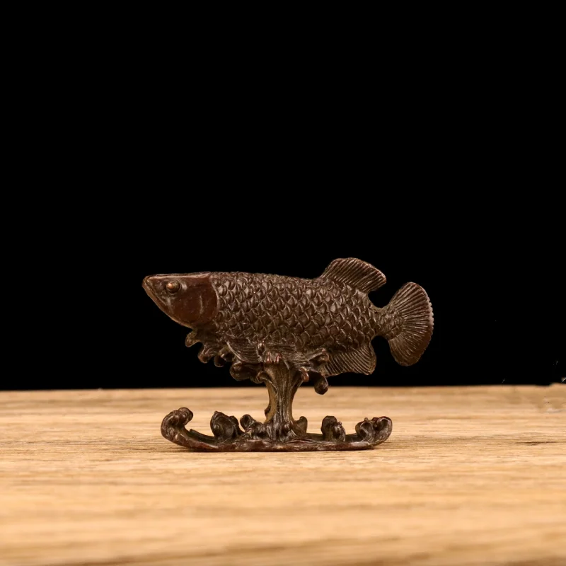 Exquisite Retro Old Chinese Antique Bronze Carp Fish Statue Desktop Decor