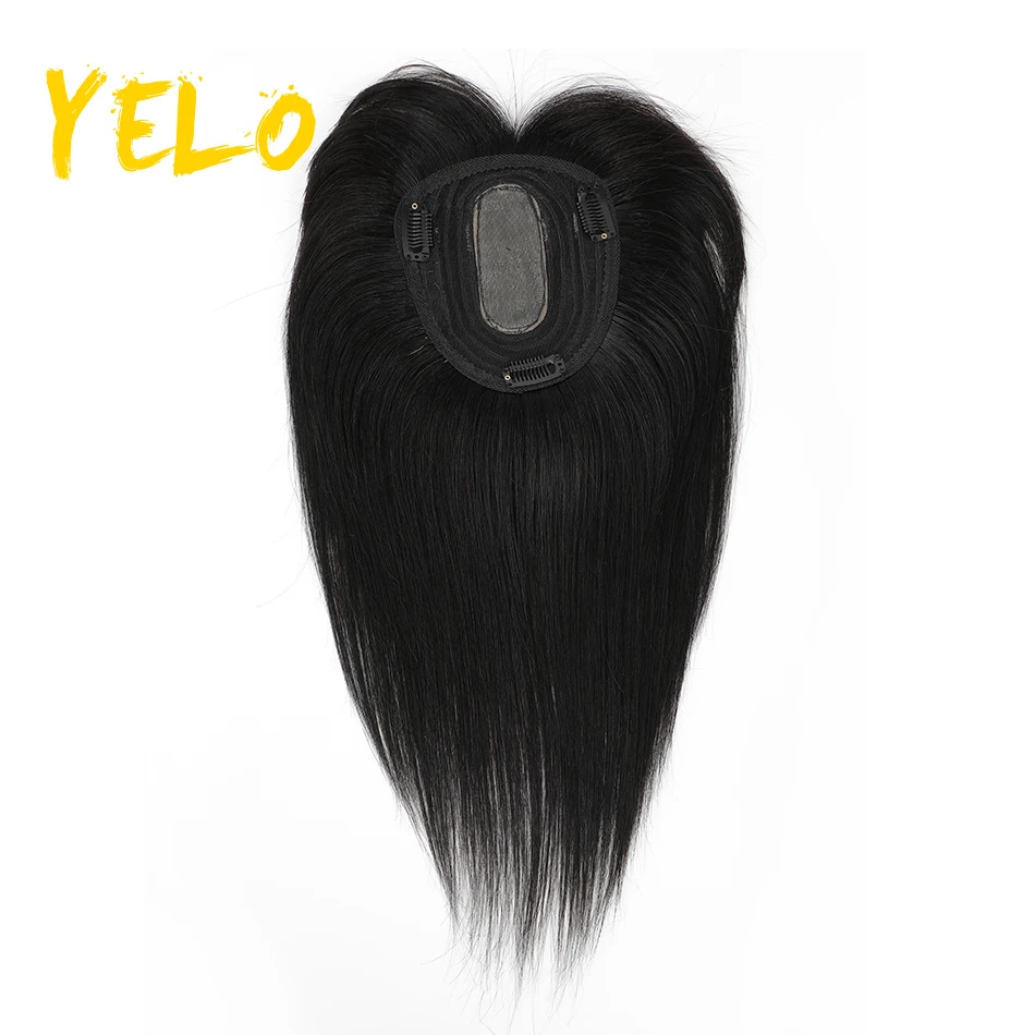 Straight Human Hair Topper Natural Color In Virgin European Hair Silk Top Hair Pieces For Women Breathable Skin Base 12*13 Cm