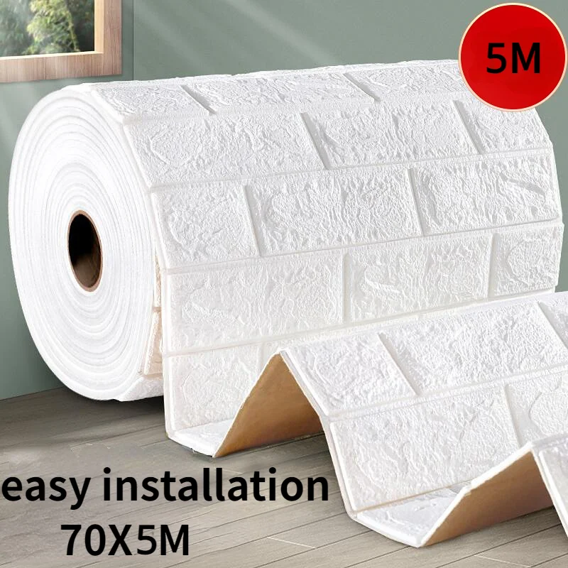 5/10m 3D Imitation Brick Wall Sticker DIY Decor Self-Adhesive Waterproof Wallpaper For Kids Room Bedroom Kitchen Home Wall Decor