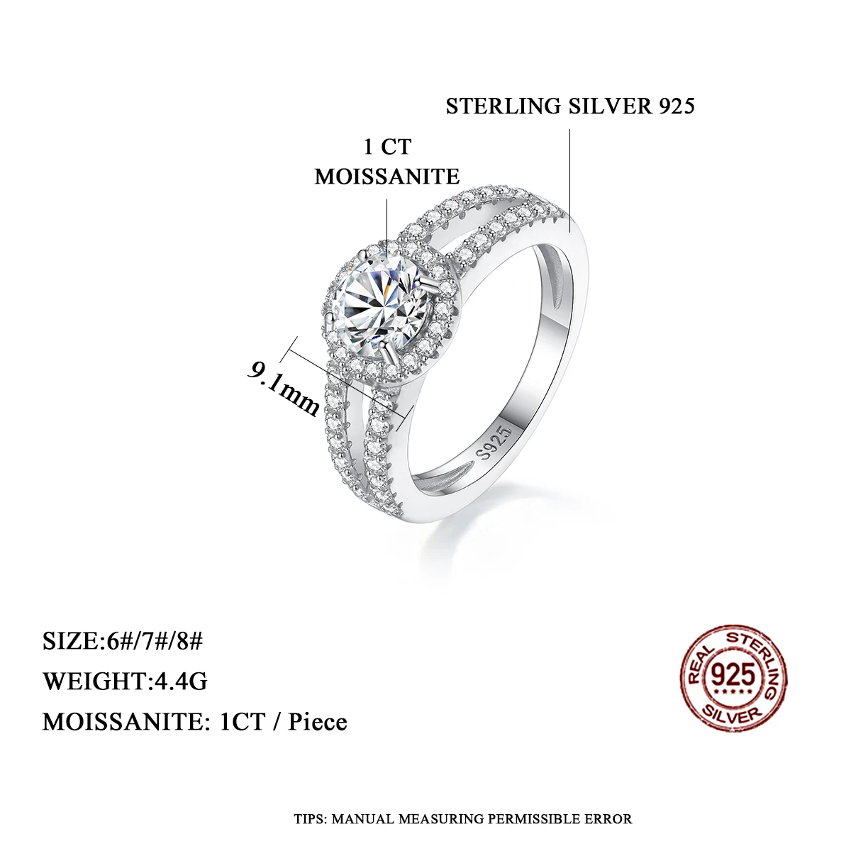 Disc Round Ring Moissanite Certificated 925 Sterling Silver Engagement Wedding Zircon Pave Setting Lab Diamond Finger Rings