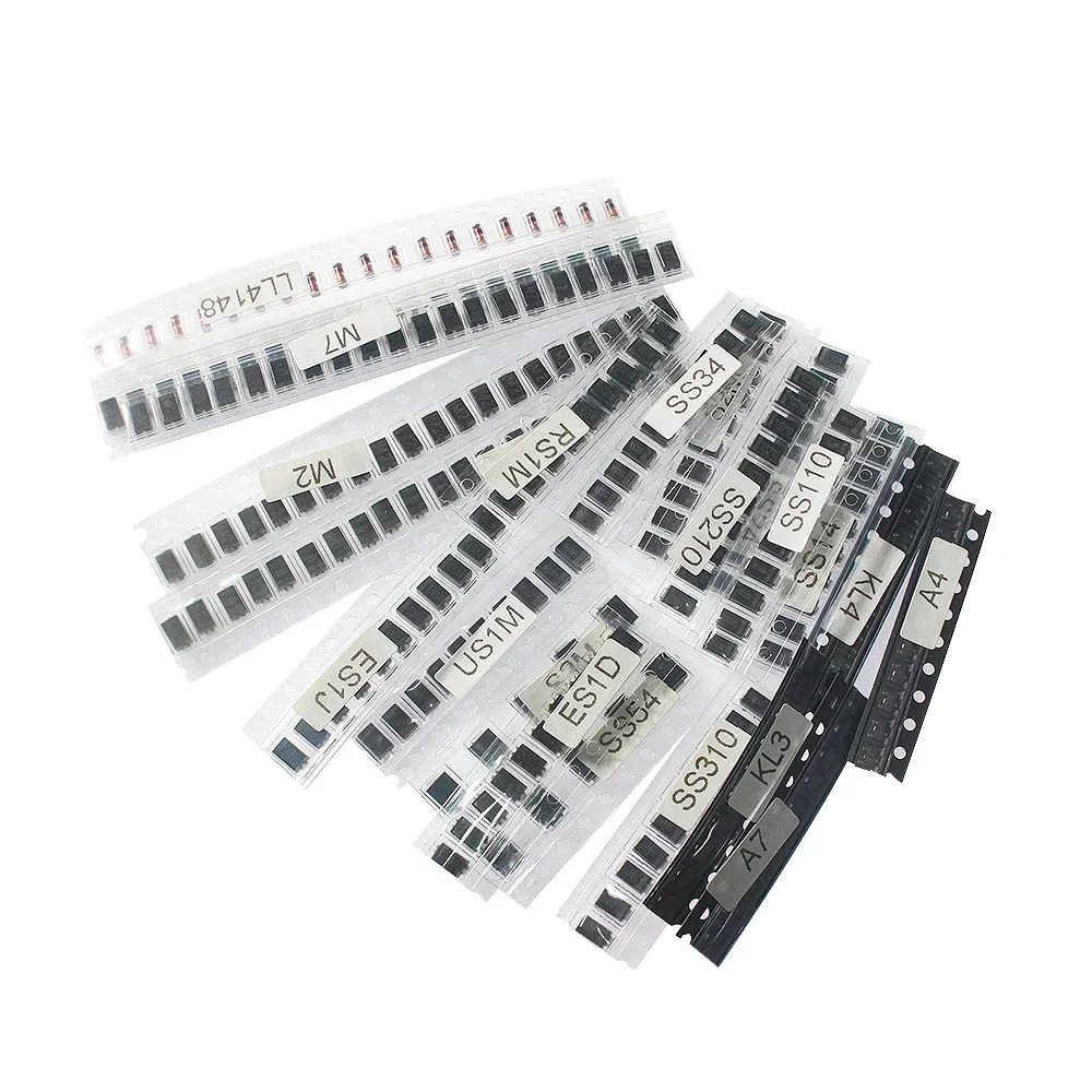 260PCS SMD Rectifier Diode Assortment Kit 22 Values Schottky Diode M1 M4 M7 SS24 SS34 LL4148 SS510 US1M for Electronics Repair