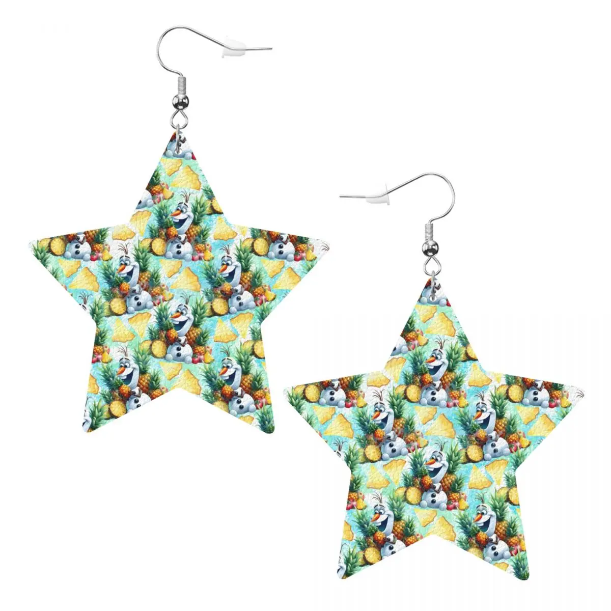 

Custom Drop Dangle Earrings Frozen Olaf Leather Teardrop Earrings Anime PVC Leather for Gifts Dainty Jewelry