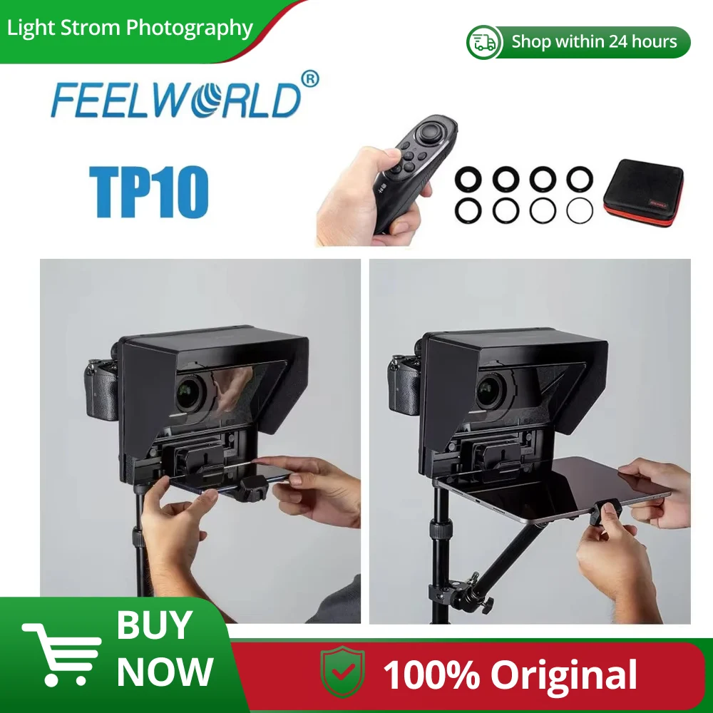 FEELWORLD TP10 Teleprompter with iOS/And /Android Portable Folding for iPad Tablet DSLR Camera Smartphone Shooting Compatible