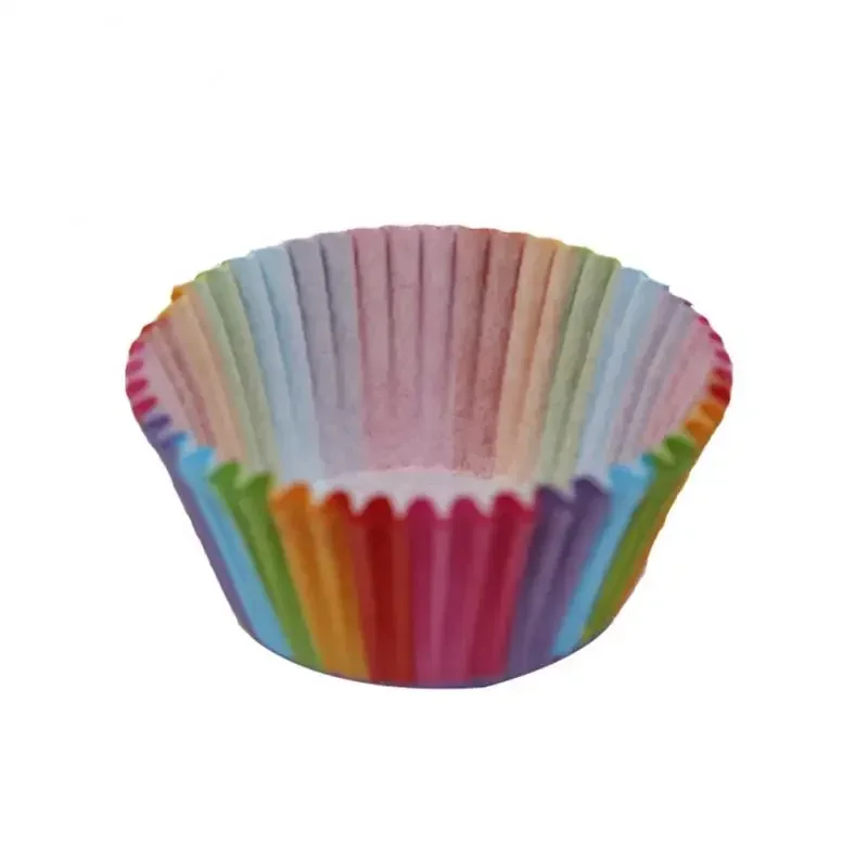 100PCS/set Shape Liner Box Cake Baking Muffin Paper Cup Party Tray Mold Decoration Rainbow