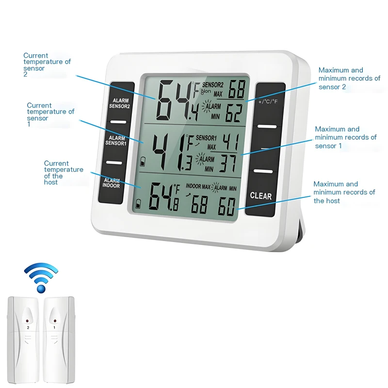 Termometro per stazione meteorologica wireless digitale Misuratore di temperatura C/F Trasmettitore wireless per interni ed esterni