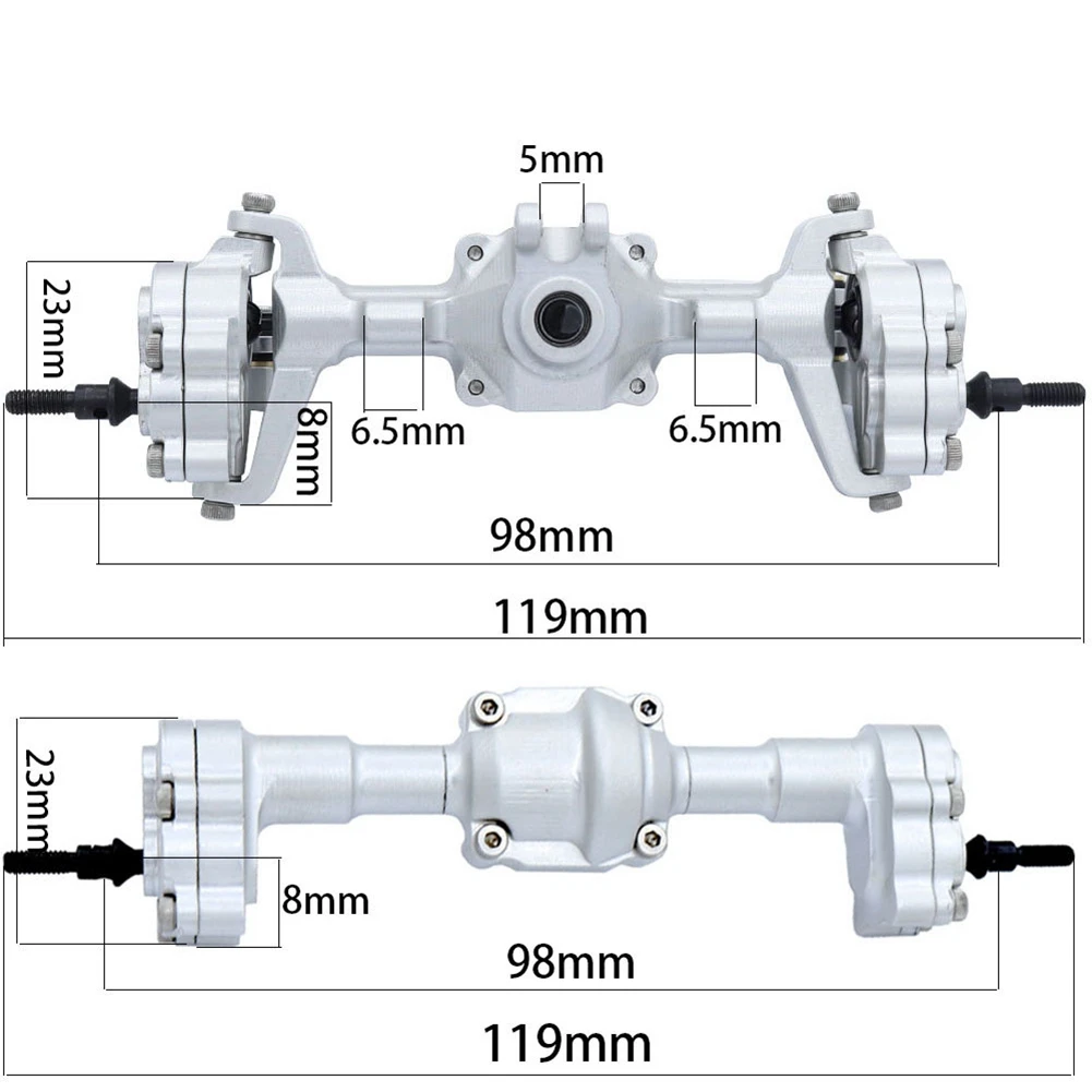 For FMS FCX24 Complete Metal Front and Rear Portal Axle with Gear 1/24 RC Car Upgrades Parts Accessories,Silver