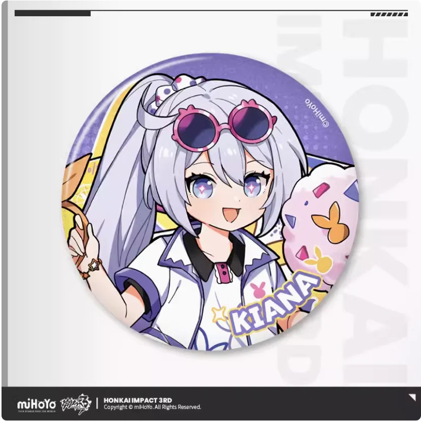 2024 Anime Honkai Impact 3 Homu Roaming Amusement Park Series Tinplate Badge Cartoon Figure Seele Baji Brooch Button Gift