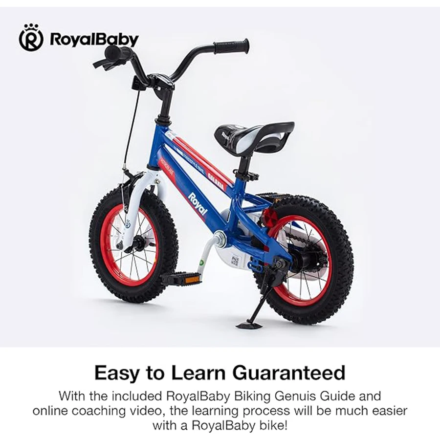 RoyalBaby Galaxia Vélo pour enfants en bas âge, vélo à roues de 16 pouces pour débutants, garçons et filles âgés de 4 à 7 ans, béquille, bleu