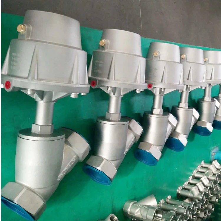 Two way all stainless steel pneumatic angle seat valve Y type normal close thread connection