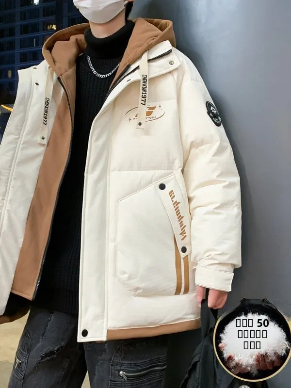 

Warmth Thiened Hooded Men's down Jaet Sli Youthful Autumn Winter New Arrival Faionable Outerwear Polyester Fiber