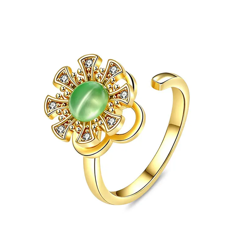 925 Sterling Silver Jewelry Luxury Crystal Flower Rotatable Finger Rings for Women Wedding Party Jewelery for Girls Friends Gift