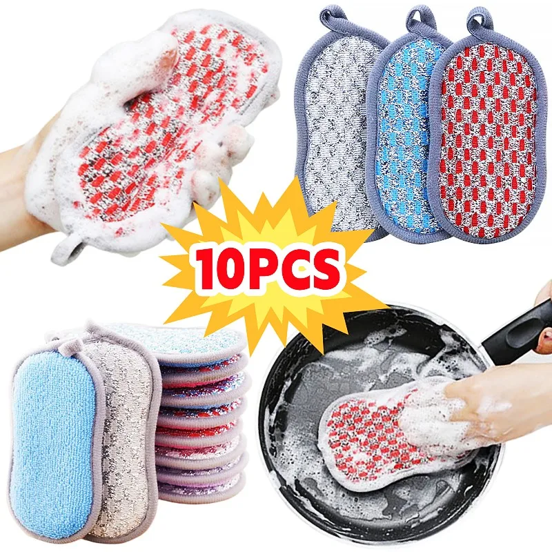 Dishwashing Sponge Double-Sided Cleaning Sponges Household Scouring Pads Kitchen Multi-Purpose Dishes Pot Stains Scrub Sponges