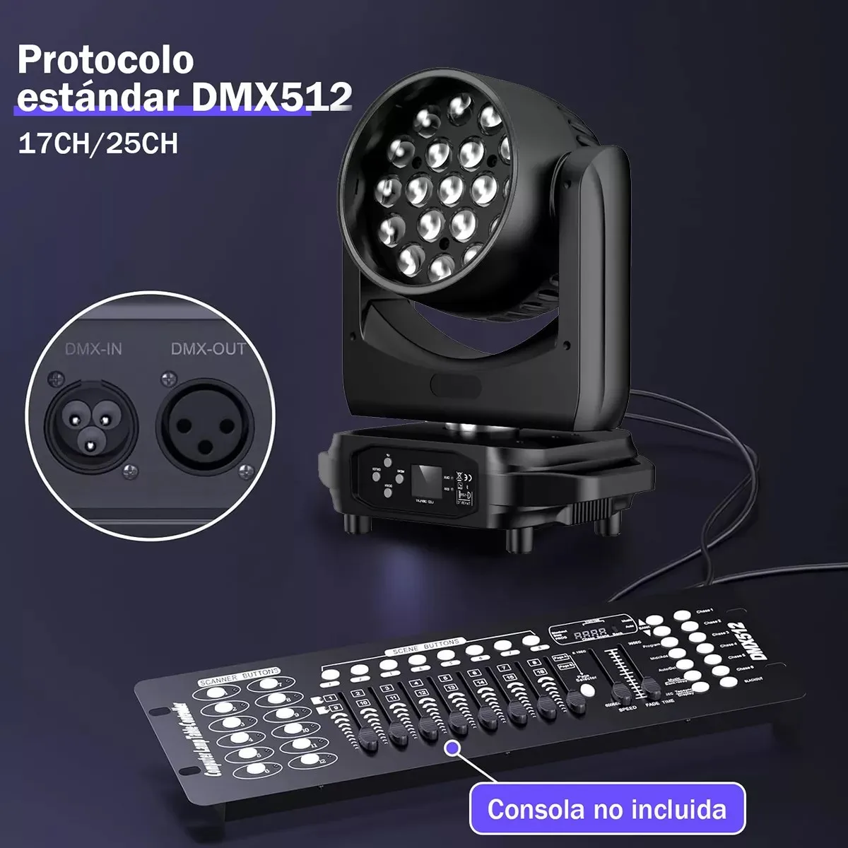 Lanju19x15w abelha olhos movendo a cabeça luz led halo feixe holofote zoom lavagem luzes estroboscópicas controle dmx para dj discoteca festa em casa clube