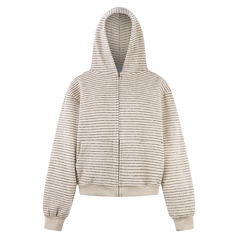 

Осень 2024, полосатые толстовки на молнии, повседневная свободная толстовка, куртка с капюшоном и длинными рукавами, мягкий пуловер, верхняя одежда, топы для мужчин и женщин