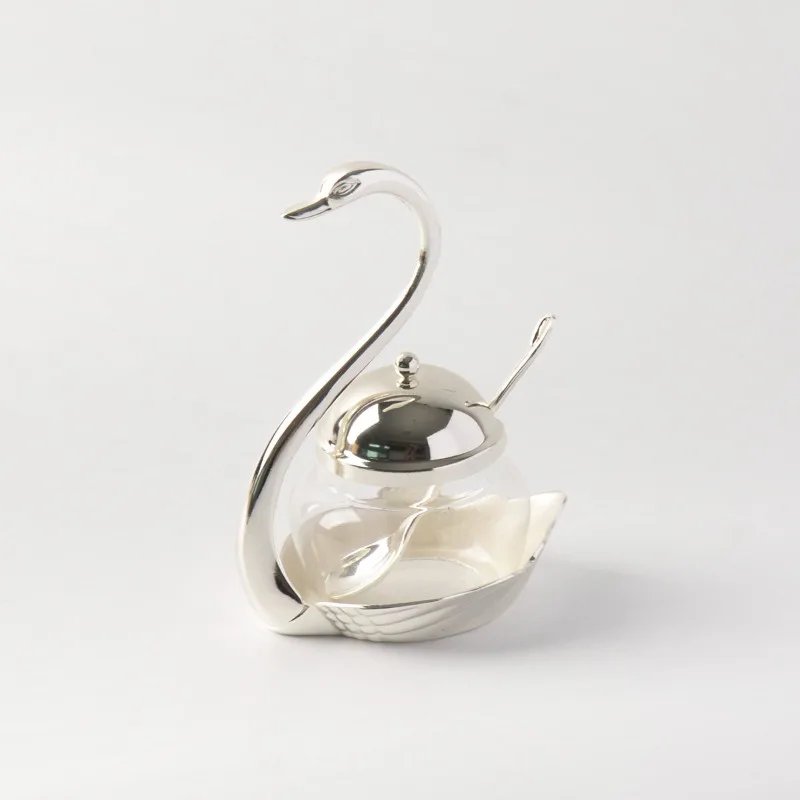 Creative Swan Shape Seasoning Bottle Ornaments Kitchen Dining Table Hotel Glass Seasoning Tank Salt Tank Crafts Home Decoration