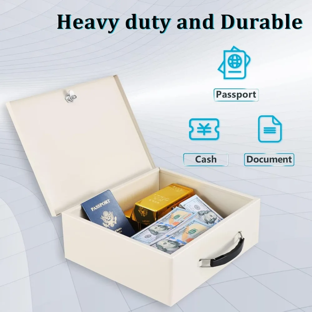 Портативный пожарный сейф с замком для ключей, огнестойкий металлический замок для документов, для дома, снаружи, автомобиля, бежевый