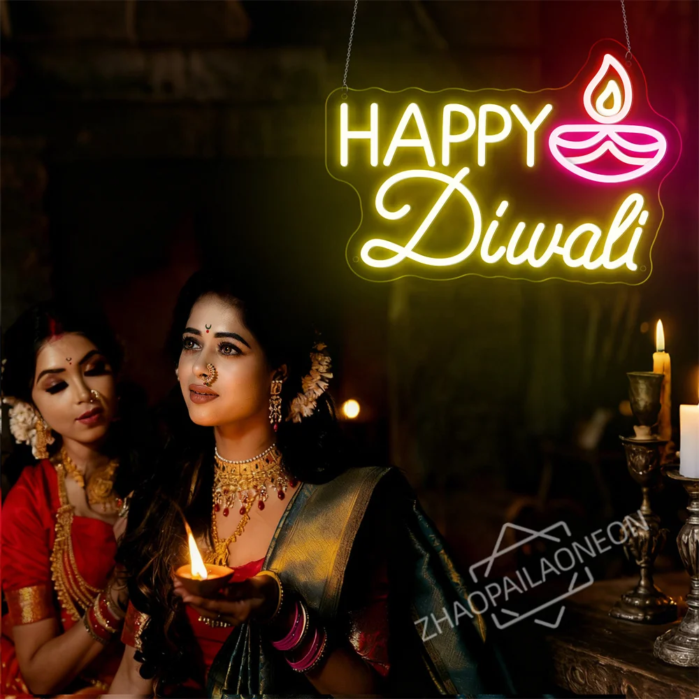 Happy Diwali Neon Sign Custom Diwali Party LED Neon Sign Diwali Home Wall Decor Hindu Festival Of Celebration Sign Diwali Gifts