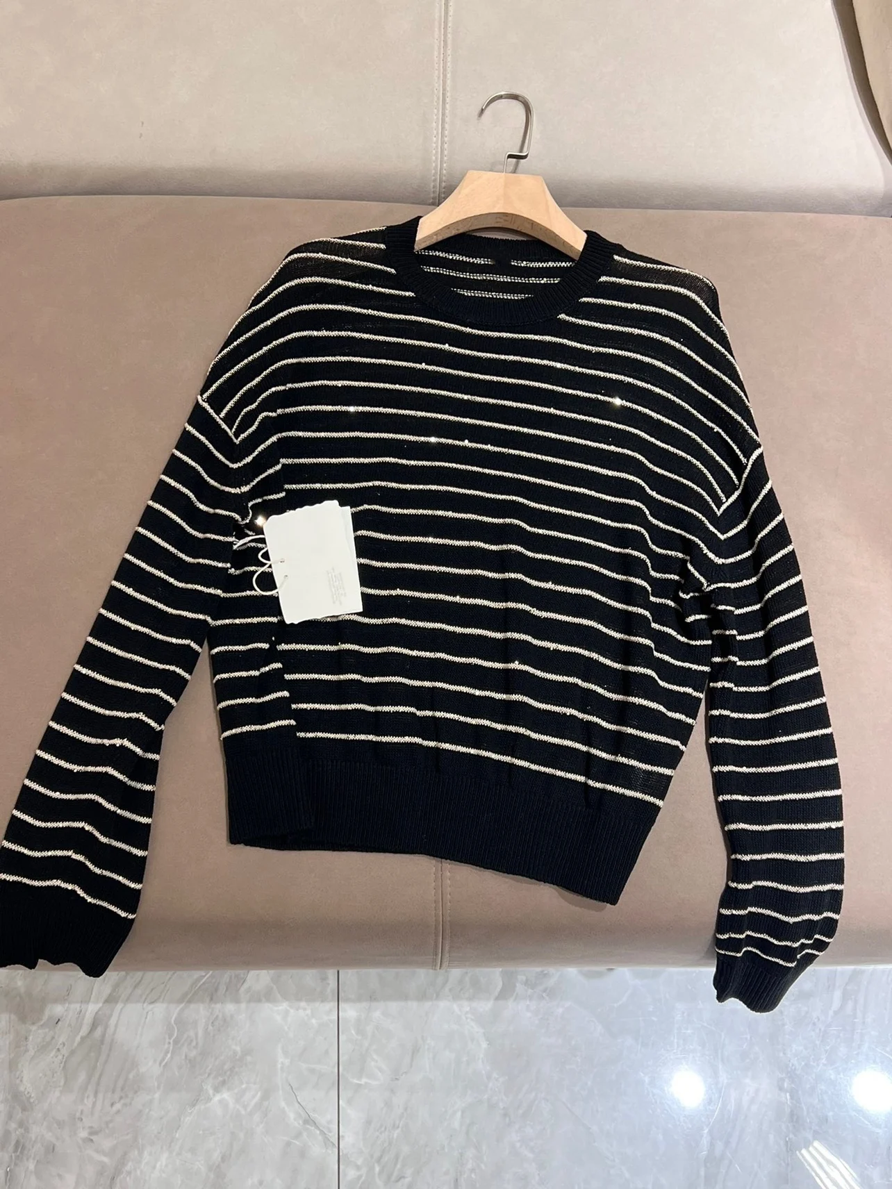 Primavera autunno B * C maglione da donna in lino di seta lavorato a maglia con paillettes Pullover Top femminile maglione a maniche lunghe abbigliamento donna