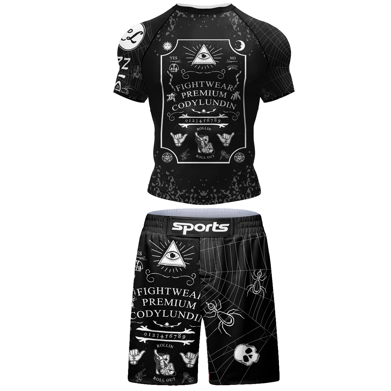 Cody Lundin Men Training Set Digital Printed Combat suit Rashguard jiu jitsut High Quality Gym Fitness sets Men's sportswear