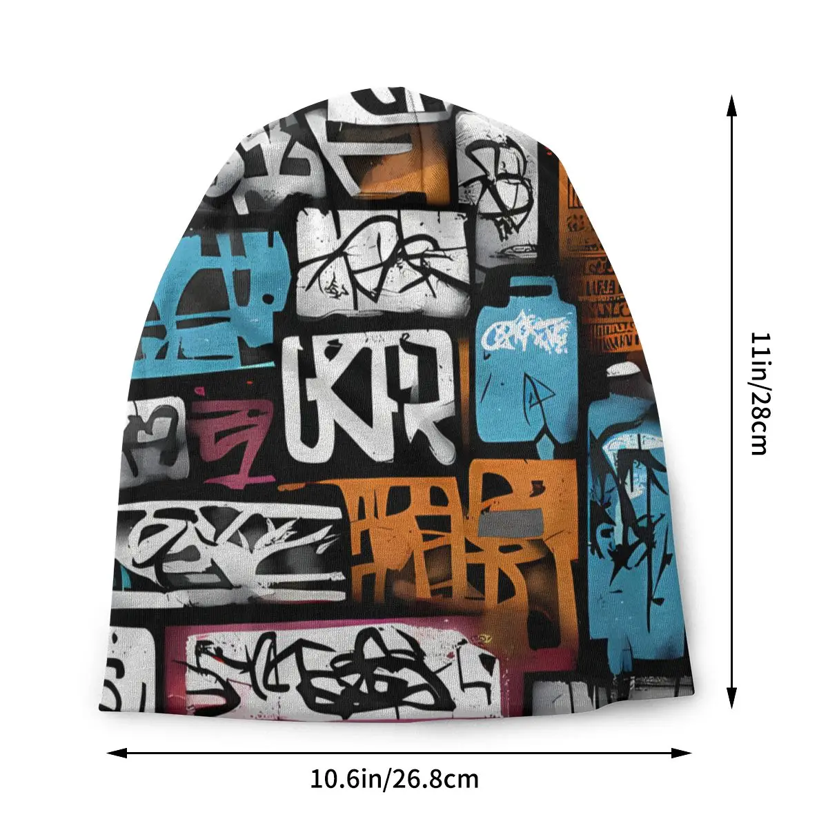 Graffiti Street Art Pattern Thin Skullies Beanies Caps Chaos Hat Sport Sports Bonnet Hats for Men Women