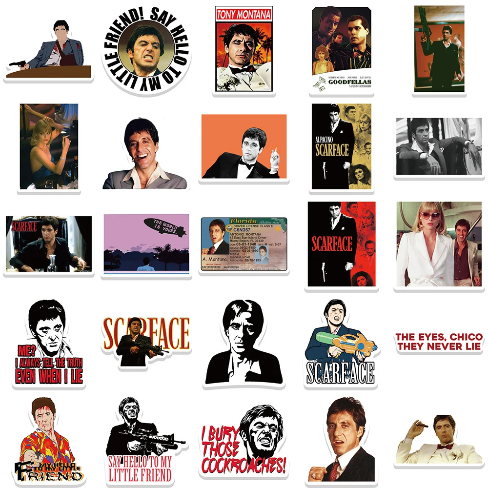 10/30/50pcs Filme Legal Scarface Adesivos para Laptop Notebook Telefone Bagagem Tablet Graffiti À Prova D\' Água Crianças Adesivo Decalques Pacotes