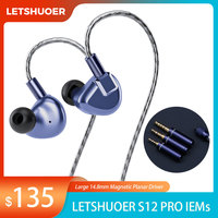 Letshuoer Shuoer S12 Pro Wired Best In Ear IEMs HIFI Earphones Monitors Large 14.8mm Magnetic Planar Driver 2.5/3.5/4.4mm Plug