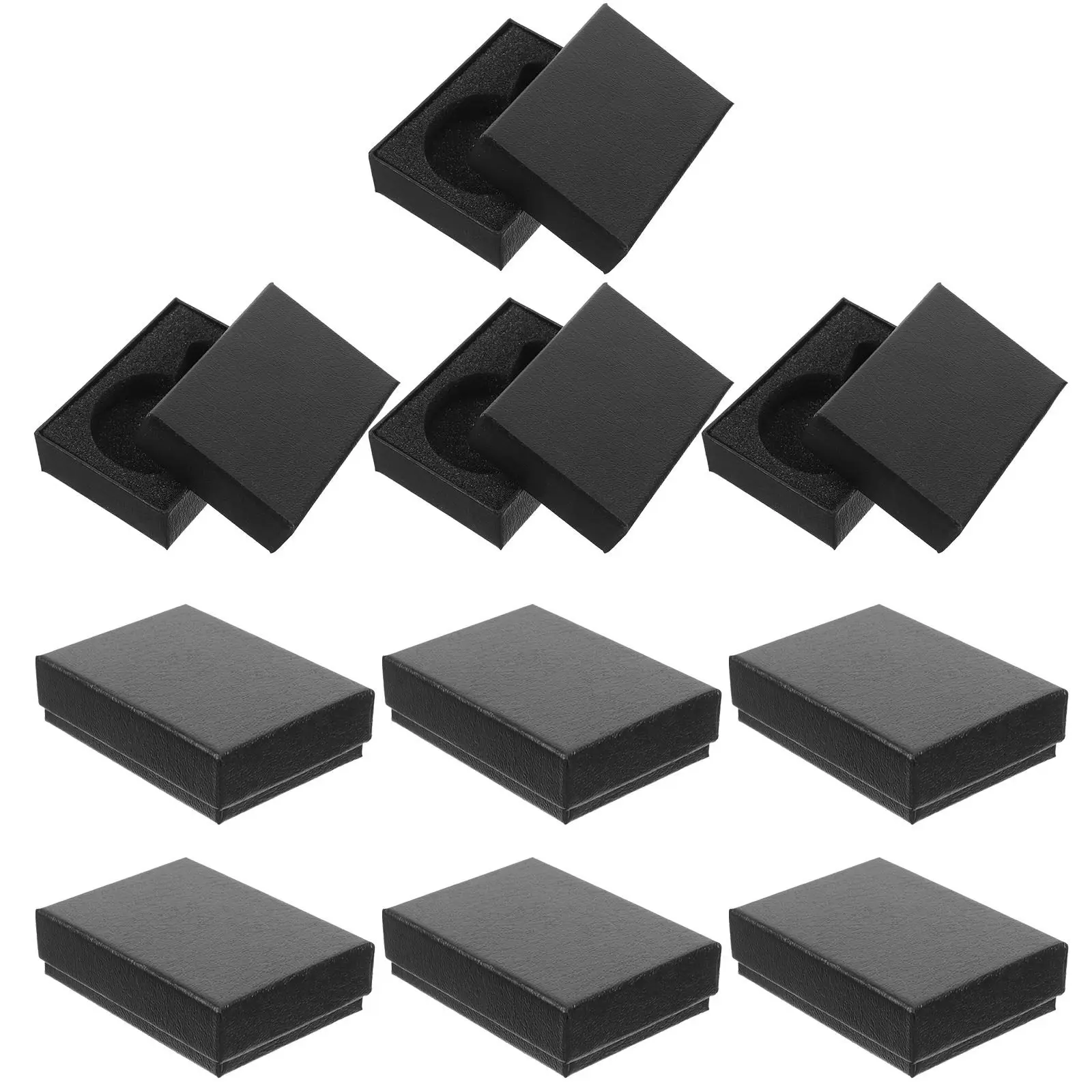10Pcs Pocket Watch Organizer Case Black Paperboard Reinforced Corners Sponge Liner for Display Travel Storage Empty Watch Box