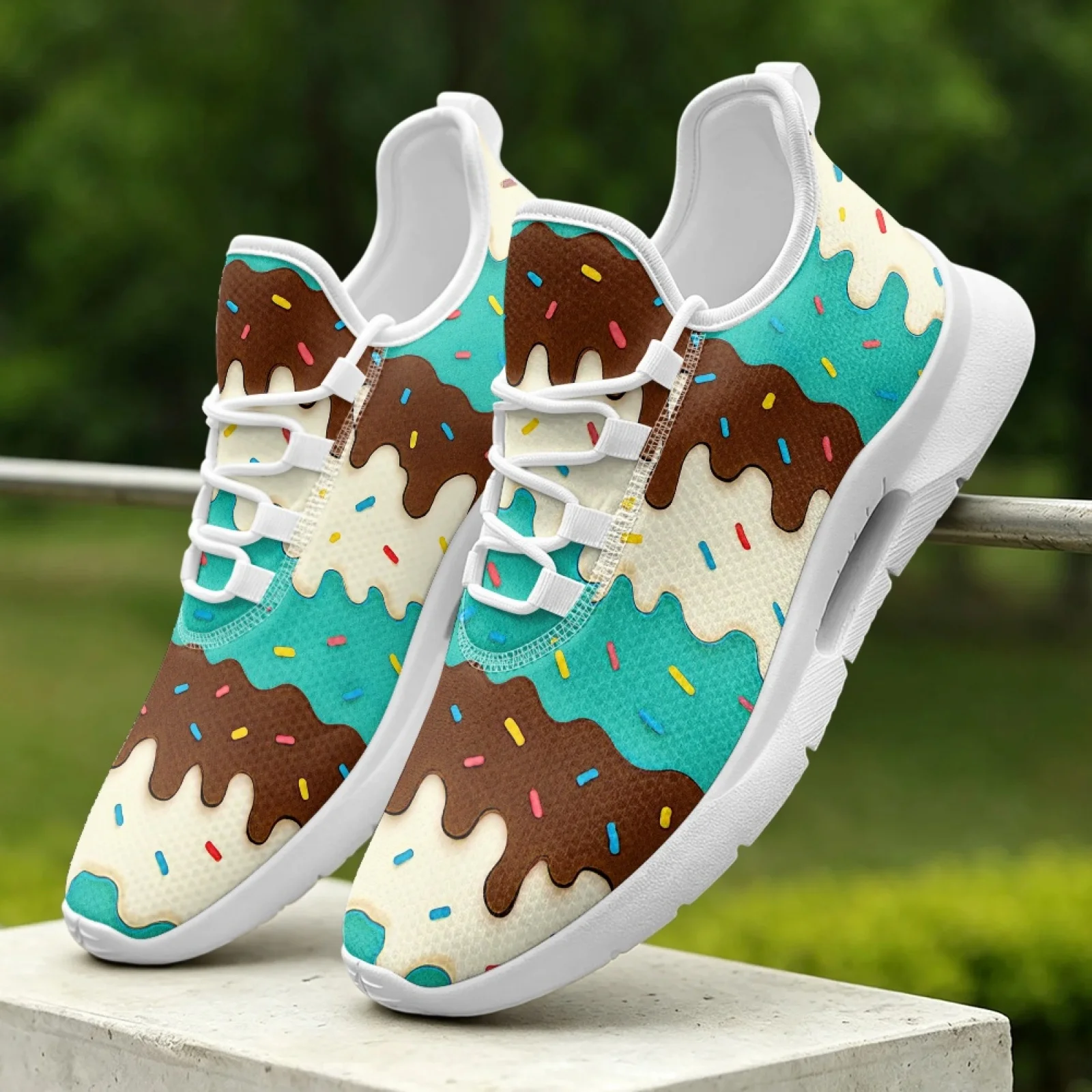 XIXIRIMIDO Women's Lace-up Casual Shoe Nurse Shoes Women's Sandals Men's Sneakers and Casual Shoes Tenis Feminino Ice Cream