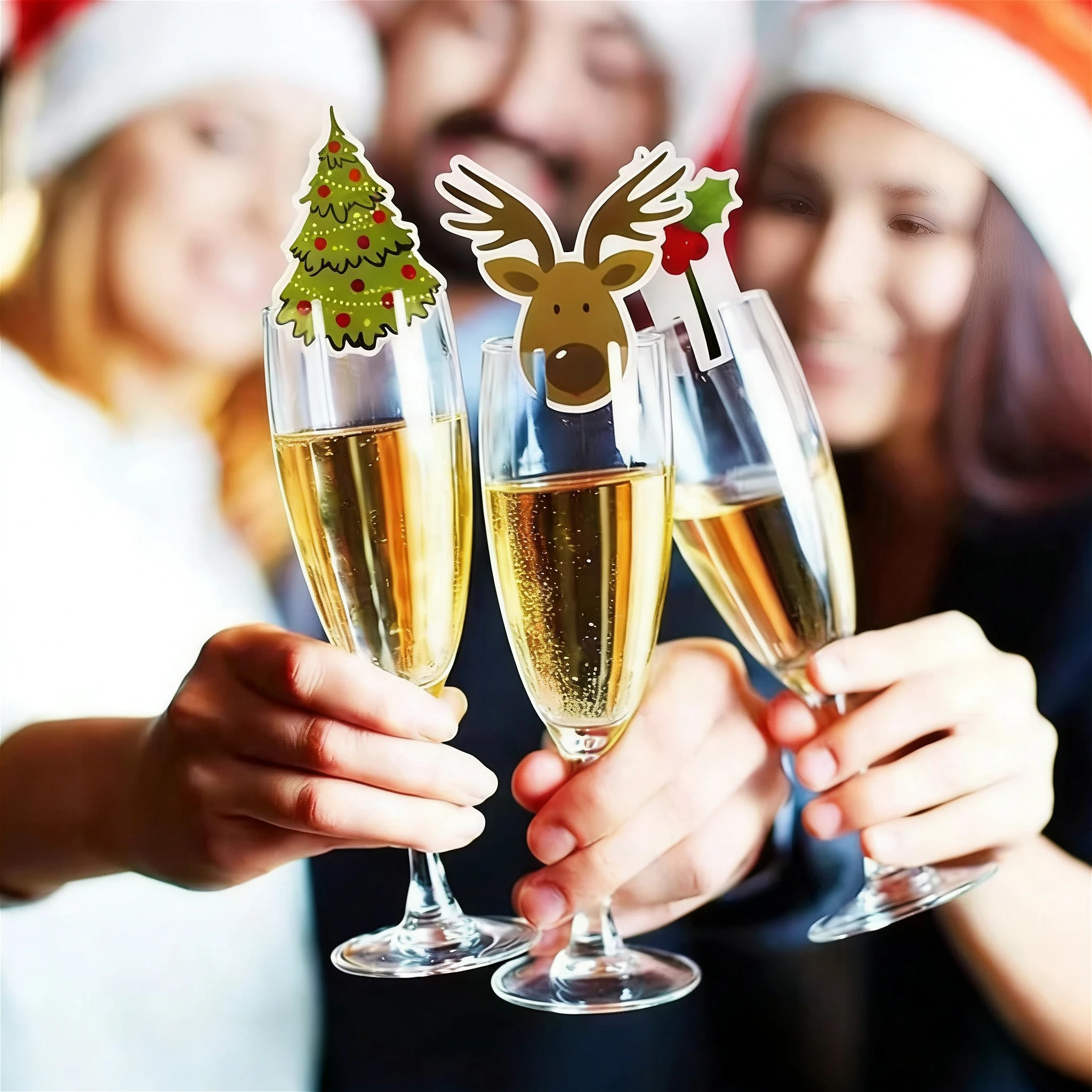 

10/20/30 шт./компл. 2026 новогодние рождественские праздничные украшения для бокалов для вина | Вставные рождественские винные чашки, декоративные заглушки для карточек