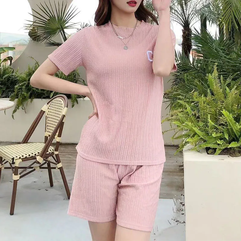 Summer Women Clothes 2 Piece Sets O-neck T-shirts+Shorts Matching Suit Sportswear Ladies Casual Loose Tracksuit Fashion Outfits