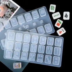 For Fun DIY Crystal Drop Glue Mahjong Silicone Molds Keychain Pendant Resin Mold Chocolate Flipped Sugar Cake Decoration Molds