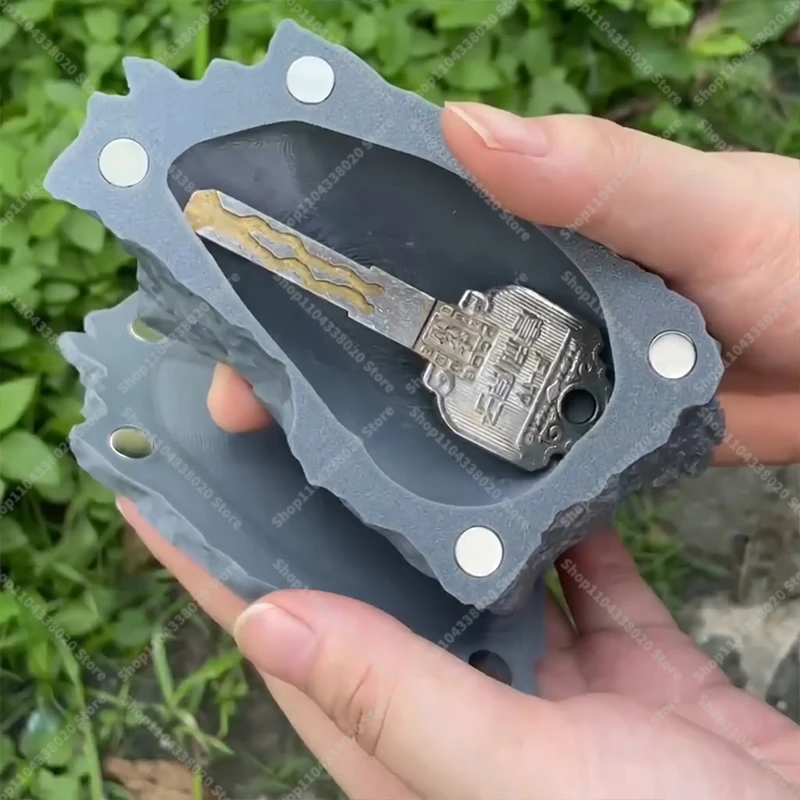 Fake Rock Key Hider Box - Outdoor Garden Secret Key Storage Container, Plastic Stone Disguise Safe for Hide Spare Key