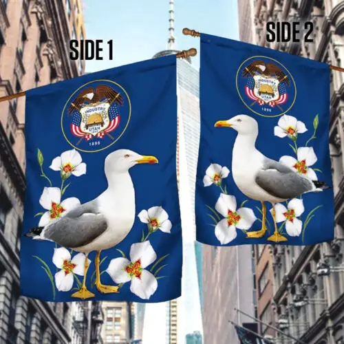 Utah Flag Seagull and Sego Lily Garden Flag