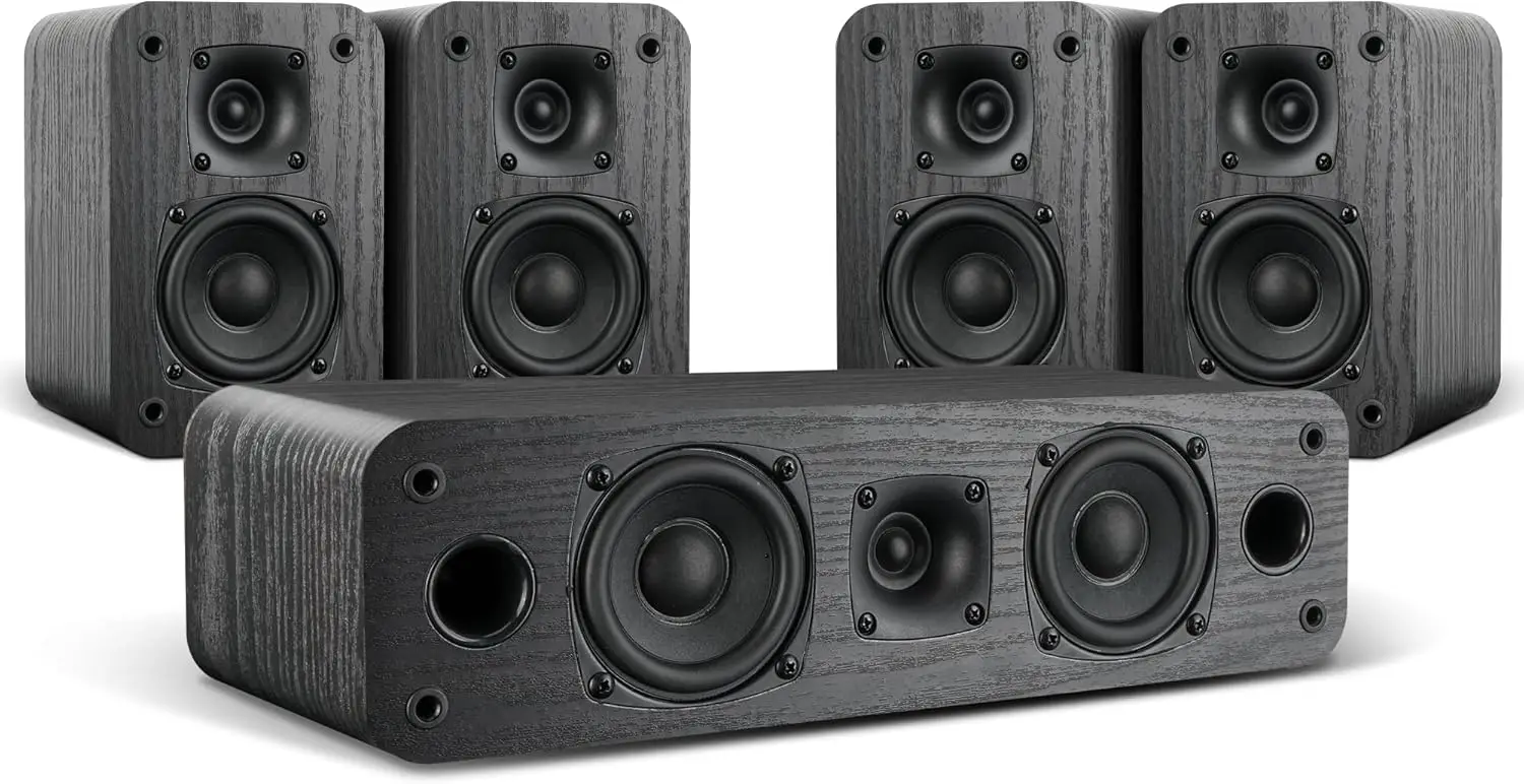 

Домашняя аудиосистема 5.0, 100 Вт, Hi-Fi колонки с объемным звуком и ретро-дизайном под дерево для ТВ/ПК, пассивные, требуют усилителя