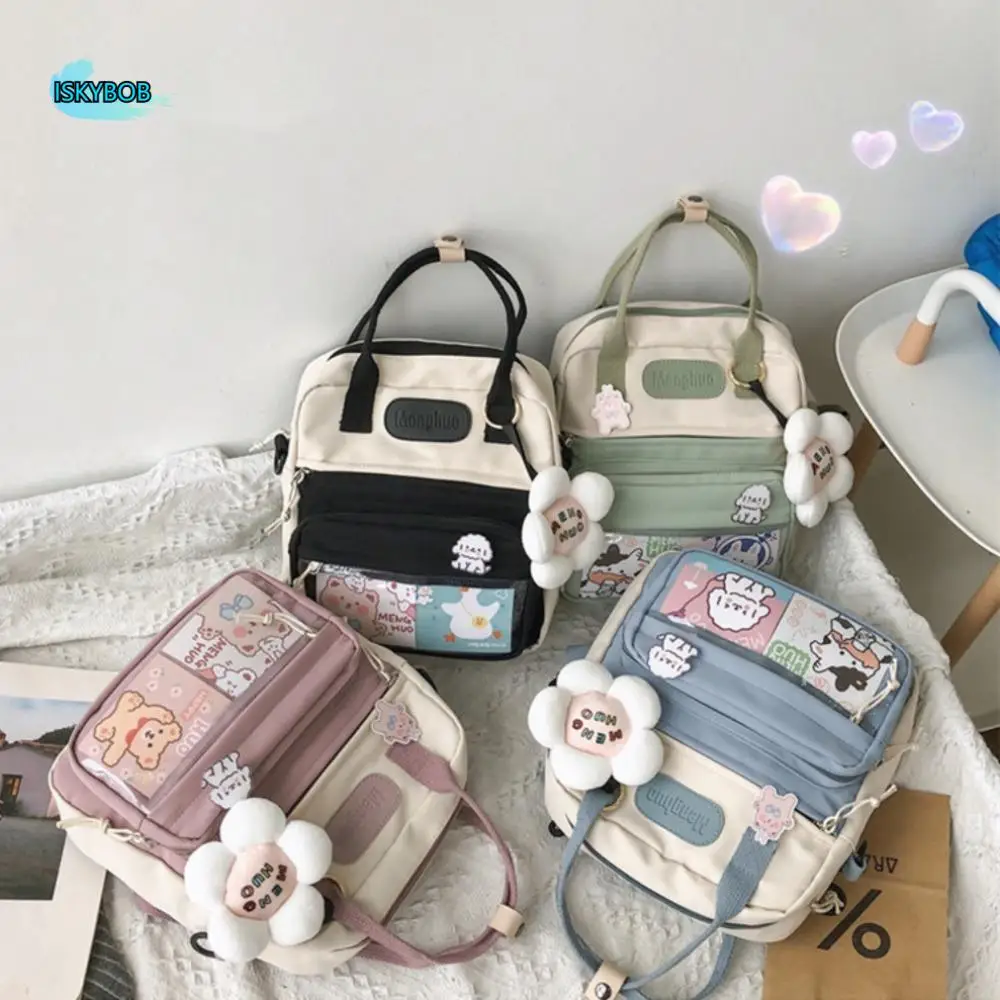 

Повседневная школьная сумка с цветочным принтом, нейлоновый водонепроницаемый студенческий рюкзак с регулируемыми ремнями, сумка через плечо в корейском стиле, дорожная сумка