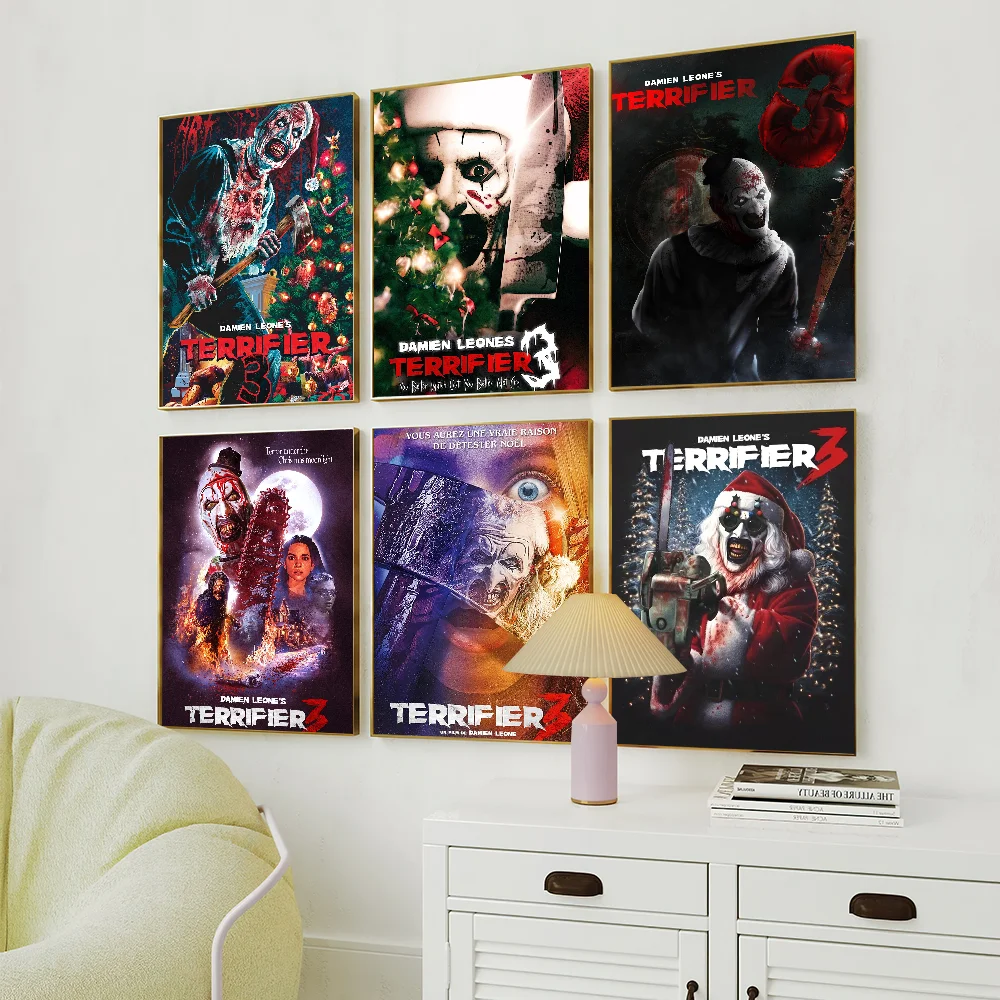 Flim T-Terrifier 3 A-Art The C-Clown Poster Art Wall Painting Stickers Decor Aesthetic Indoor Home Bar Coffee House