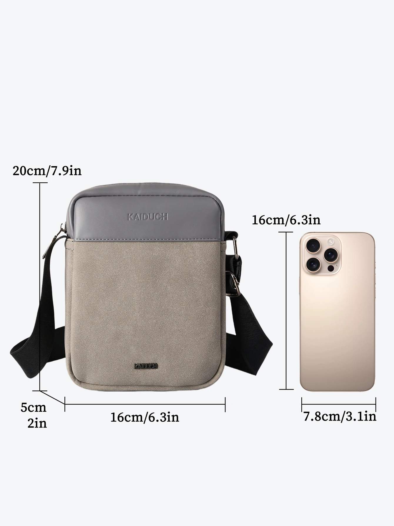 Leichte Umhängetasche aus PU-Leder für Herren, lässige Schultertasche mit mehreren Reißverschlusstaschen, wasserabweisende Brusttasche – Detail 8