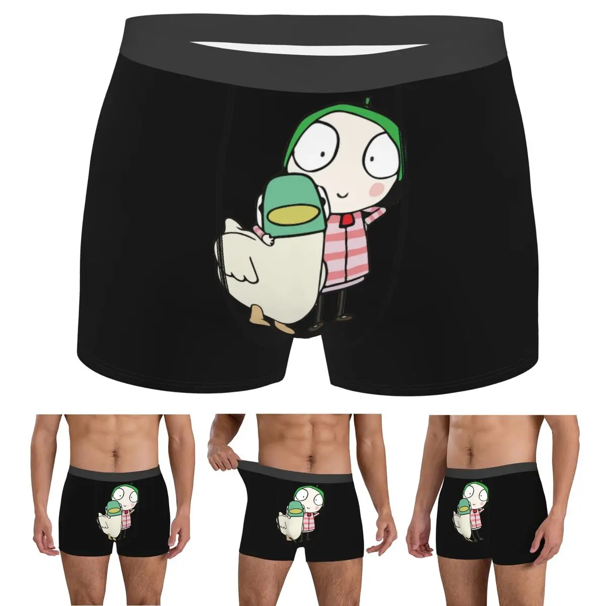 

Трусы-боксеры, шорты Сара и утка, забавные трусики, мужское мягкое нижнее белье для мужчин, подарок бойфренду