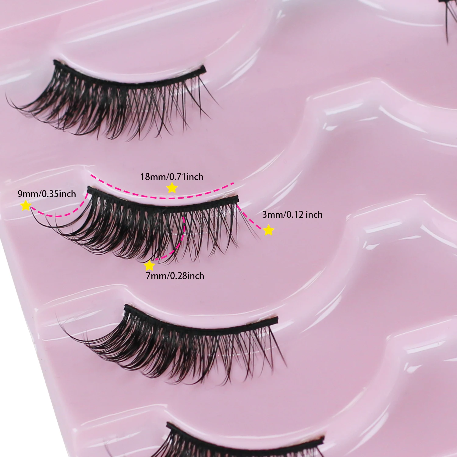 5 Pairs of Wishy Lashes Natural Appearance Fairy Striped Eyelashes Fluffy Cat Eye Eyelashes False Eyelashes Hand Soft 15mm Eye