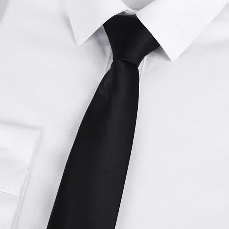 Black Unisex Zipper Ties Retro Silky Narrow Neck Tie Slim Smooth Women Bow Tie Korean Style Simple Elegant All-match Trendy Tie