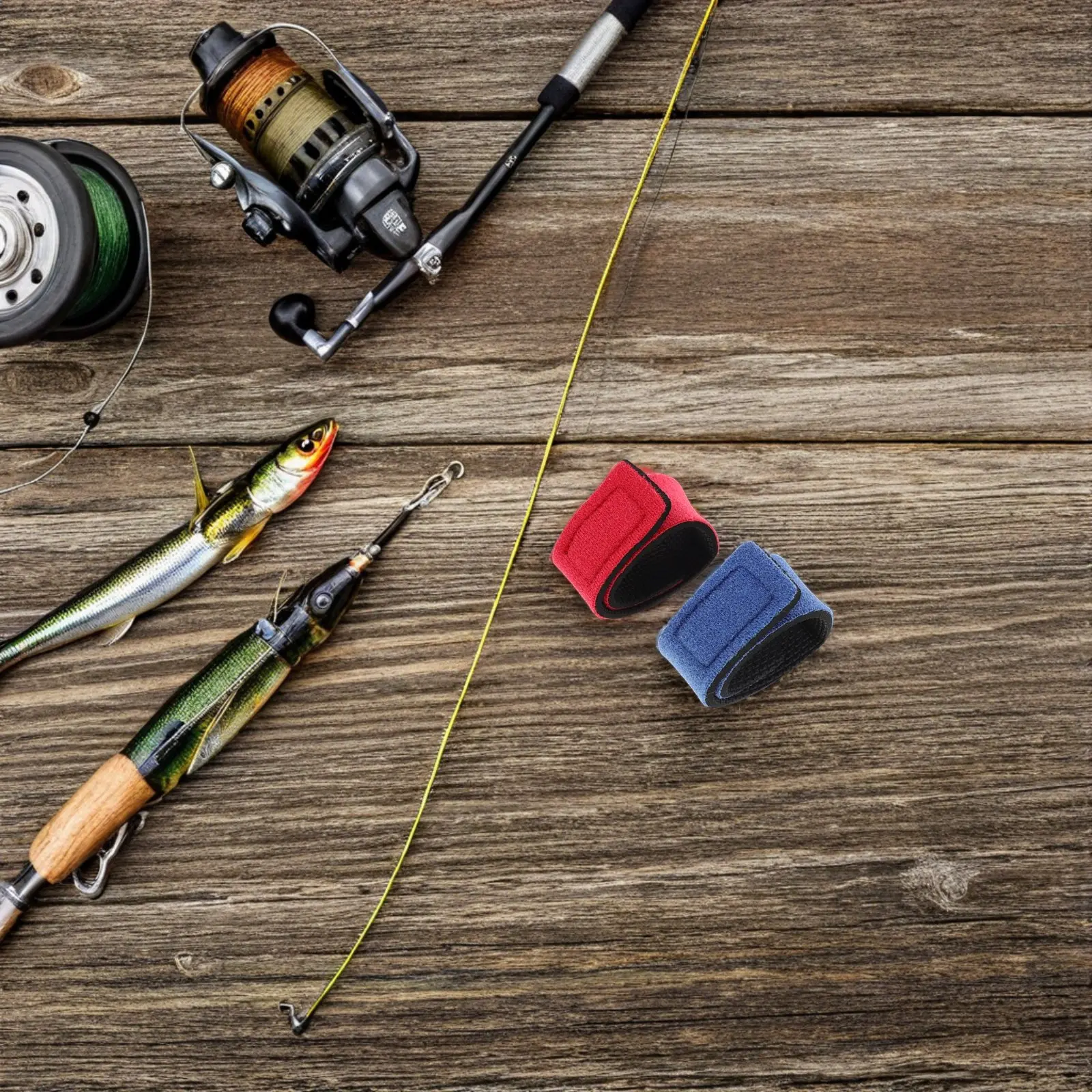 

Набор из 6 регулируемых ремней для удочек (красно-синие), прочные, для организации, переноски и фиксации удочек, а также для связывания кабелей