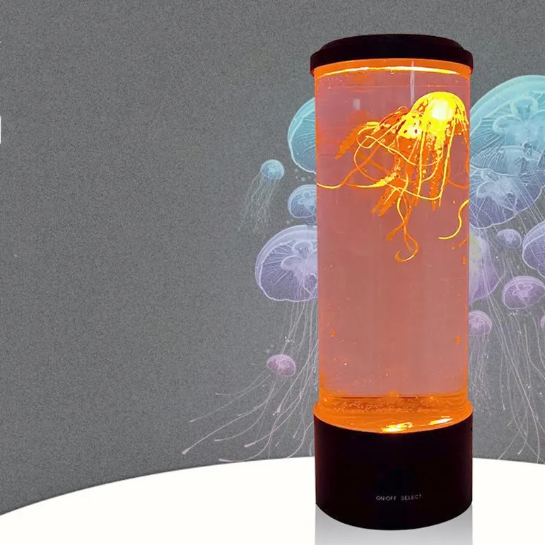 

Simulation cylindrical LED jellyfish light USB plug-in colorful color-changing jellyfish atmosphere light night light