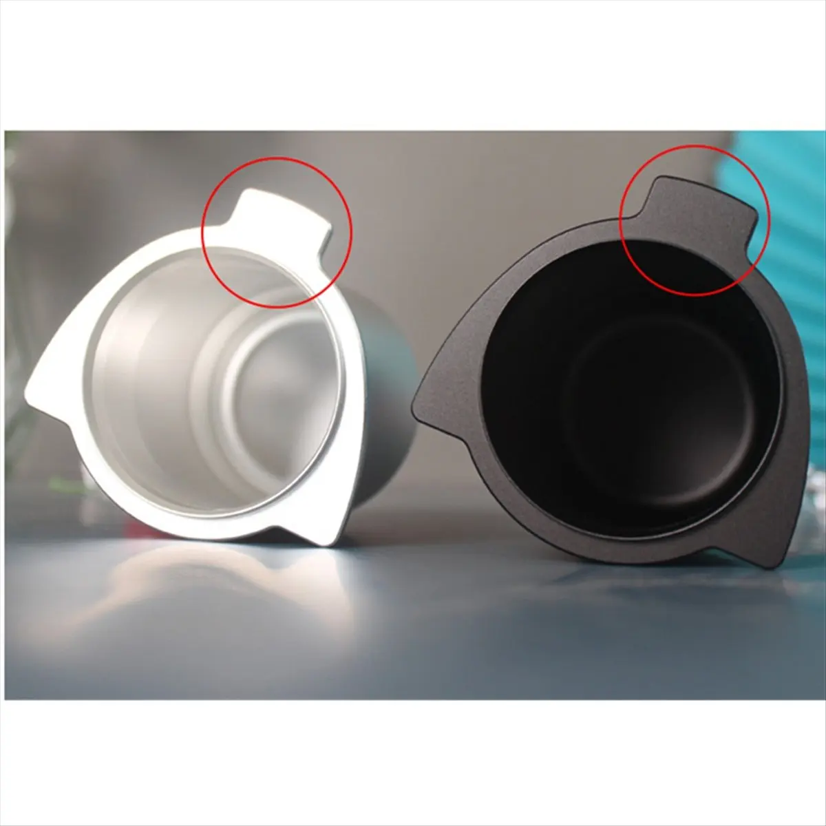 Supernew ABDD 54mm Coffee Dosing Cup Aluminum Alloy Anti Flying Easy Cleaning Coffee Powder Feeder Cup for 8 Silver