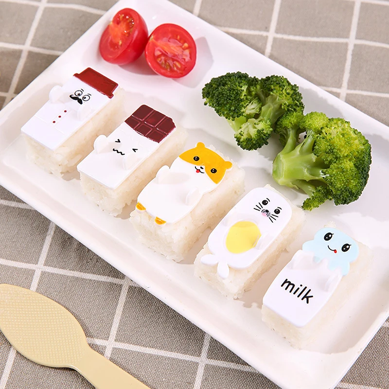 Cute Cartoon Small Cube Sushi Rice Ball Mold Spam Musubi Mold Non Stick Rectangular Sushi Maker Mold DIY Sushi Rice Ball Kitchen